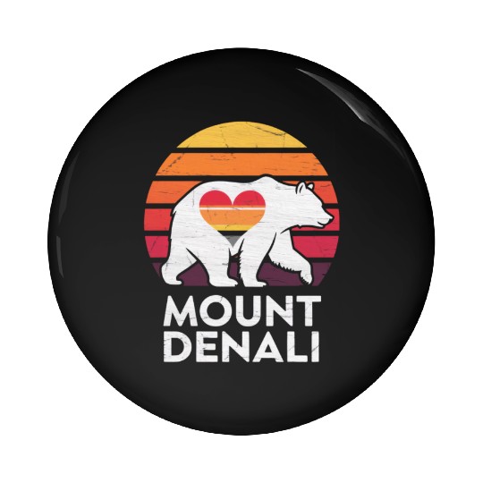 Vintage Bear Mount Denali Sunset Wilderness Pin Buttons