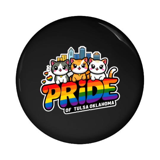 Pride of Tulsa City Oklahoma USA Rainbow Flag Pin Buttons