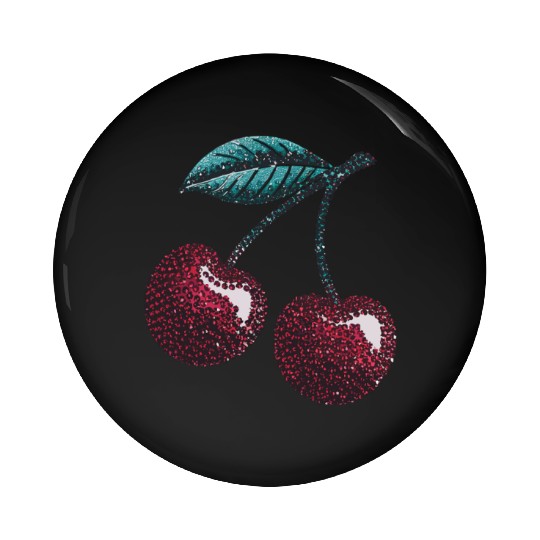 Sweet Cherry Delight with Vibrant Leafy Accent Pin Buttons