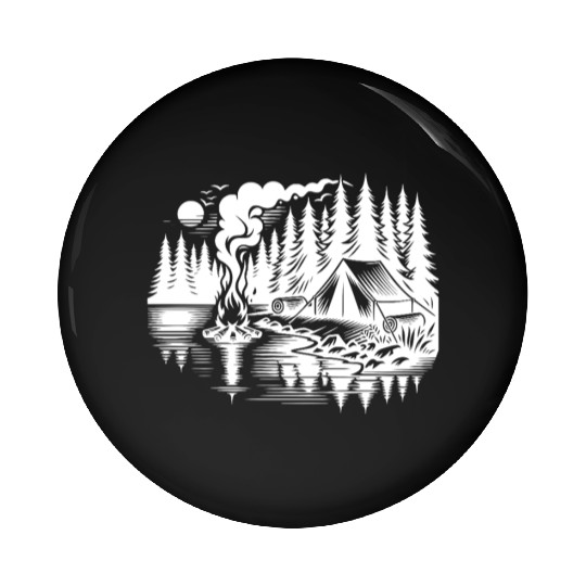Forest Camping By The Lake Nature Experience Pin Buttons