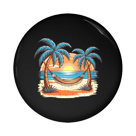 Tropical Sunset Hammock Scene Pin Buttons