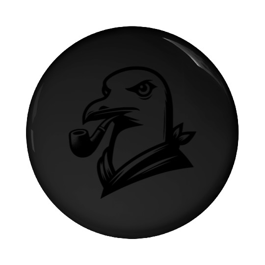 Seagull With Pipe In Cartoon Style Pin Buttons
