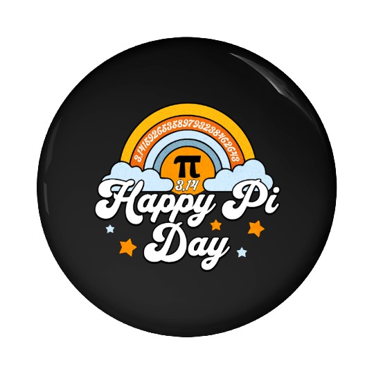 Happy Pi Day Retro Rainbow with Stars Pin Buttons