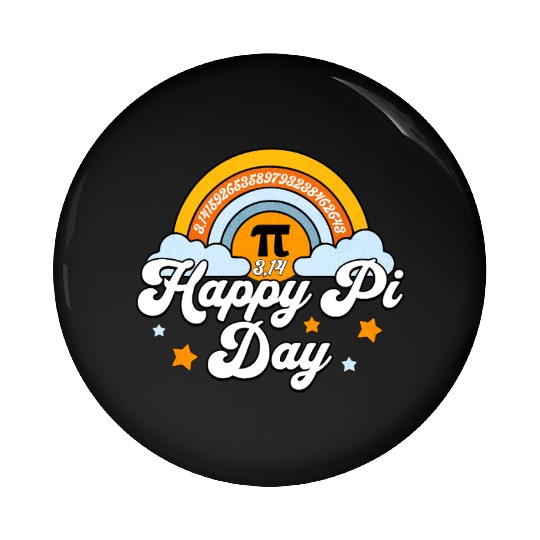 Happy Pi Day Retro Rainbow with Stars Pin Buttons