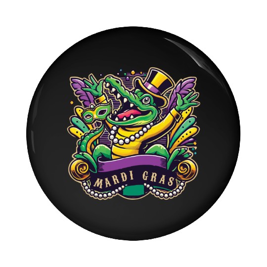 Mardi Gras Alligator Mask Celebration Vibes Pin Buttons