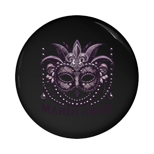 Mardi Gras Mask Beads Fleur De Lis Pin Buttons