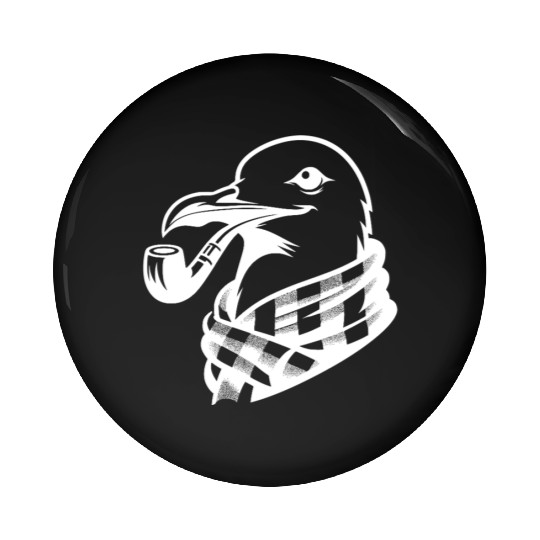 Pipe-diving Seafarer Seagull As A Coastal Motif Pin Buttons