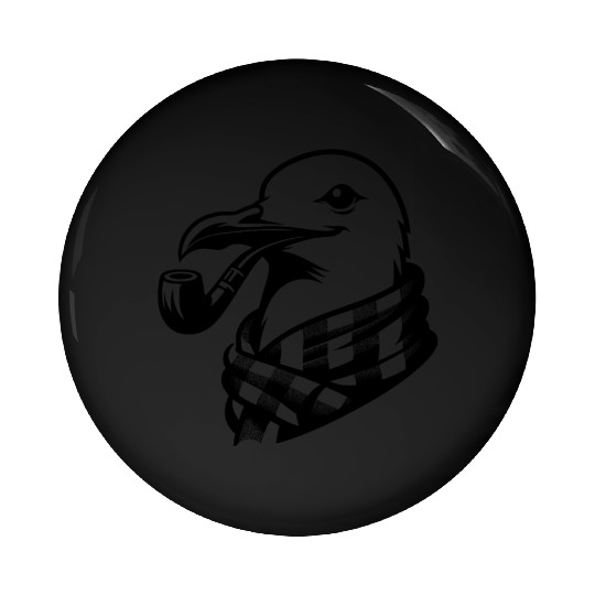 Pipe-diving Seafarer Seagull As A Coastal Motif Pin Buttons