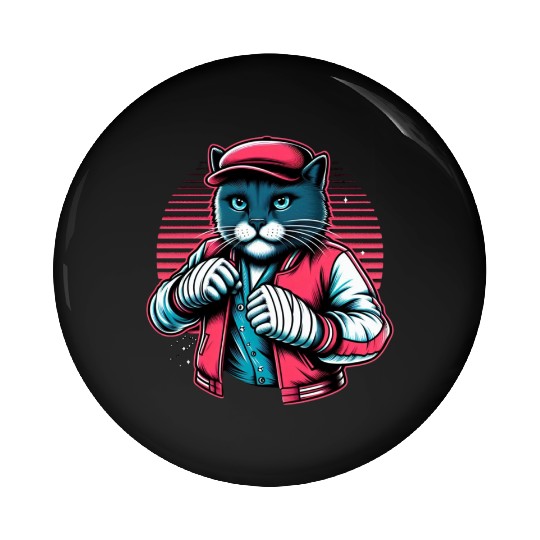 Vintage Street Fighter Cat #Vintage #Streetwear Pin Buttons