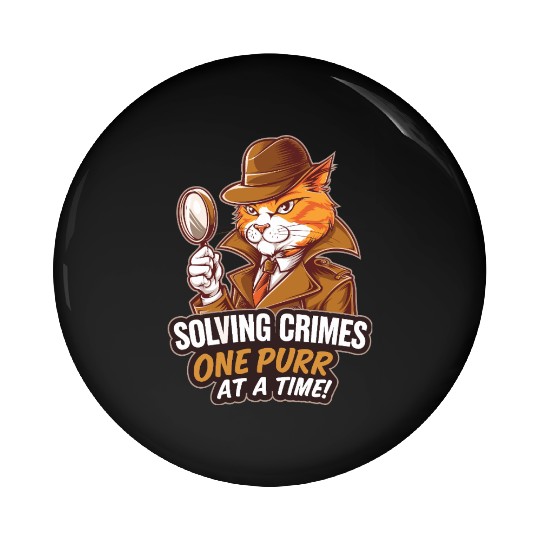 Orange Cat Detective Investigator True Crime Fan Pin Buttons