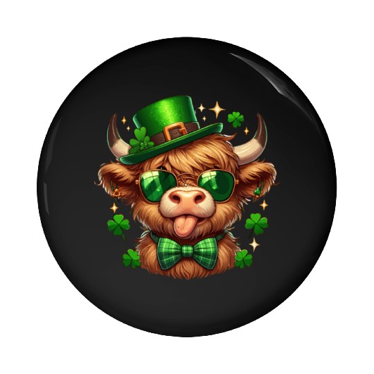 St Patricks Day Pin Buttons - Irish Lucky cow