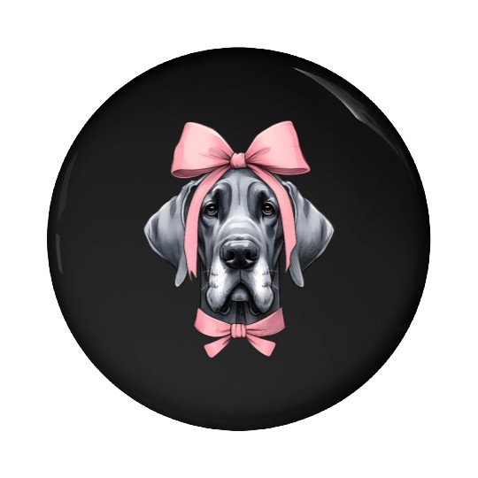 Coquette Bow Great Dane Dog Mom Pink Ribbon Cute Pin Buttons