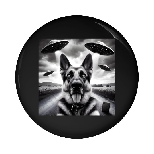 German shepherd Gsp Funny Graphic Selfie UFOs Weir Pin Buttons