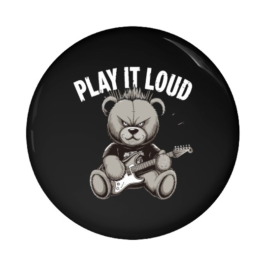 Heavy Metal Bear Play It Loud Vibes for Music Pin Buttons