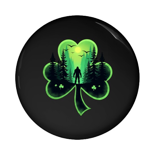 St Patrick's Day Bigfoot Sasqautch Irish Pin Buttons