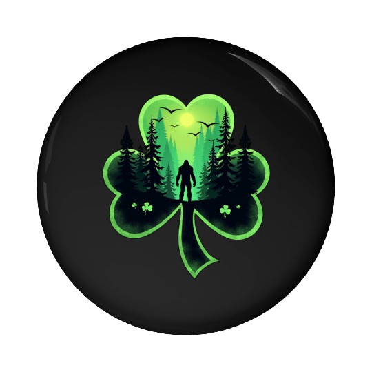St Patrick's Day Bigfoot Sasqautch Irish Pin Buttons