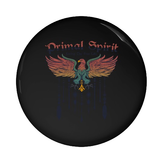 Primal Spirit Boho Eagle Bird Bohemian Freedom Pin Buttons