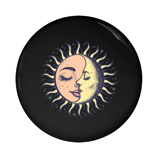Boho Sun Moon Spirituality Sun Face Pin Buttons