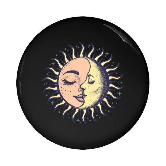 Boho Sun Moon Spirituality Sun Face Pin Buttons
