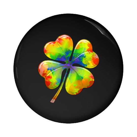 Tie Dye Shamrock Lucky Four Leaf Clover St Patrick Pin Buttons
