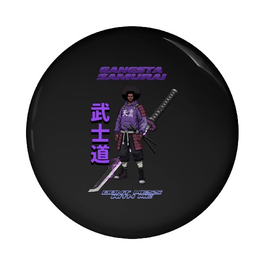 Gangsta Samurai - Afro Street Fighter Anime Manga Pin Buttons