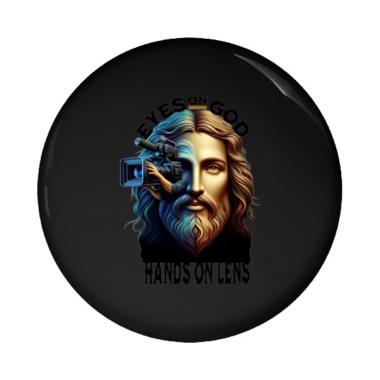 Eyes on God Hands On Lens Pin Buttons