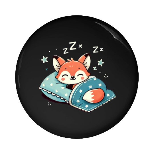 Fox Sleeping In Bed At Night Time Pin Buttons