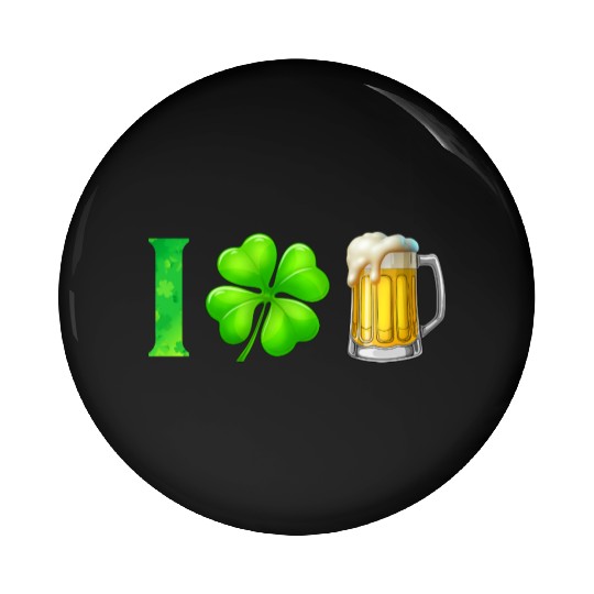 I Shamrock Beer Funny St Patrick's Day I Love Beer Pin Buttons