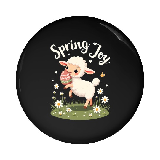 Playful Easter Lamb Pin Buttons – Springtime Joy Desig