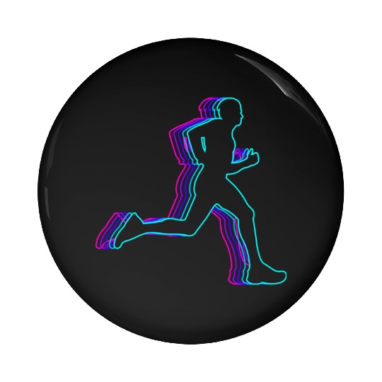 Retro Runner Marathon Running Vaporwave Pin Buttons
