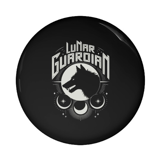Lunar Guardian Celestial Wolf Moon Phases Pin Buttons