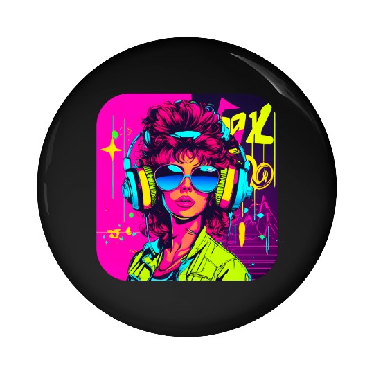 iconic pop culture 80s style fashion Pin Buttons
