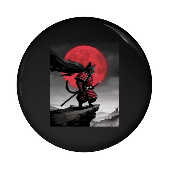 Japanese Cat Samurai Cat Pin Buttons