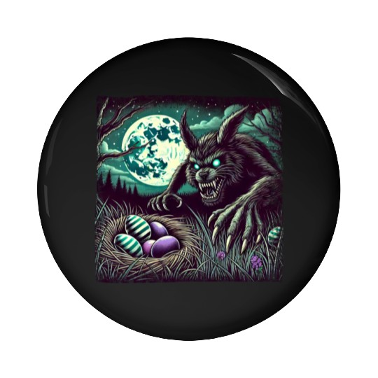 Creepy Werewolf Easter Bunny Nightmare Pin Buttons