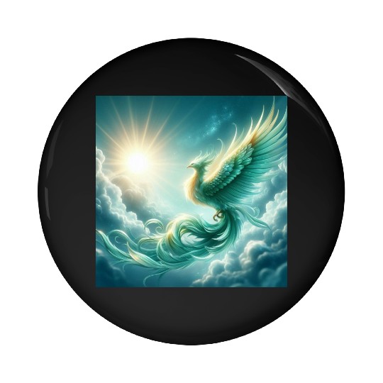 Green & Gold Rising Phoenix Pin Buttons