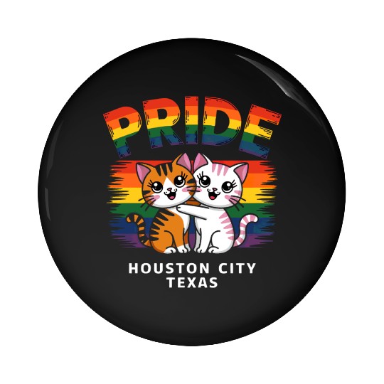 Pride Month Houston City Texas USA Rainbow Flag LG Pin Buttons