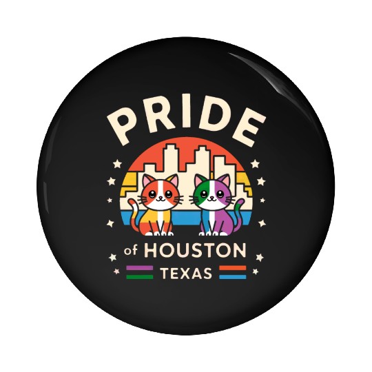 Pride of Houston City Texas USA Rainbow Flag Pin Buttons