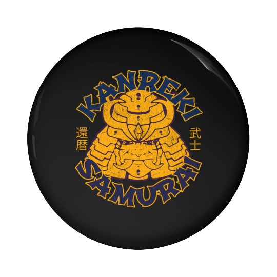 Kanreki 60th Birthday Japanese Samurai Pin Buttons