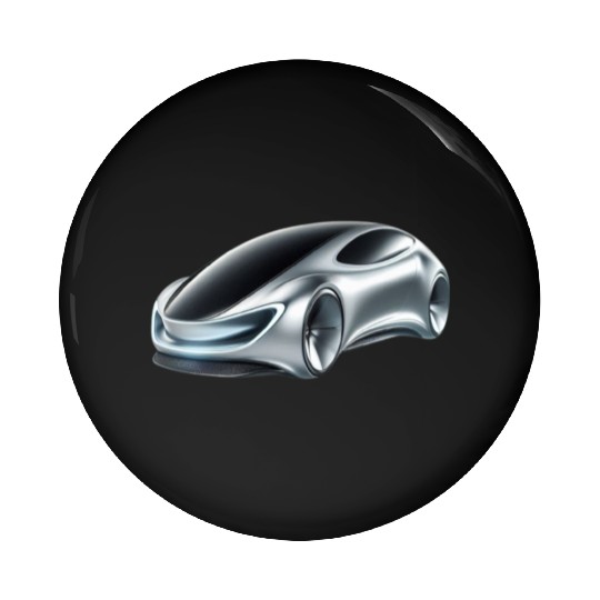 Silver and Black Futuristic Car Pin Buttons