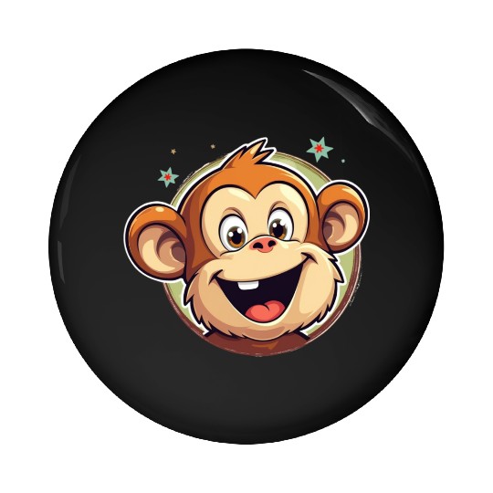 Cute Cartoon Monkey Face Pin Buttons
