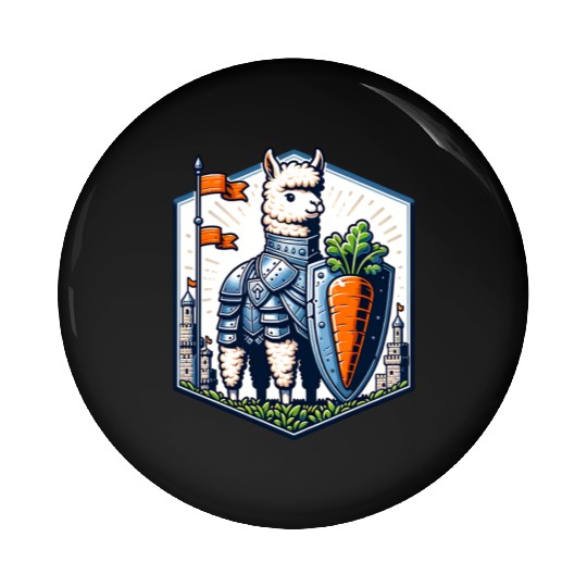 Llama Knight With Carrot Shield Adventure Pin Buttons