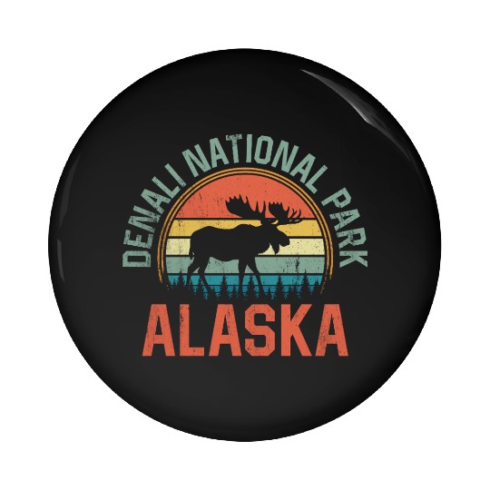 Denali National Park Alaska Moose Hiking Nature Pin Buttons