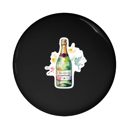 Funny Will Work For Champagne Bubbly Wedding Bride Pin Buttons