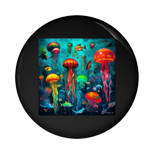 Jellyfish atomic and neon. Pin Buttons