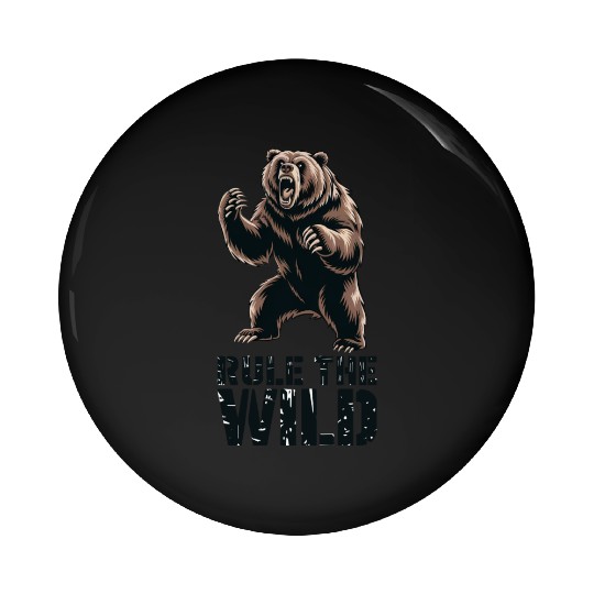 Wild Dominance: Roaring Grizzly Power Pin Buttons