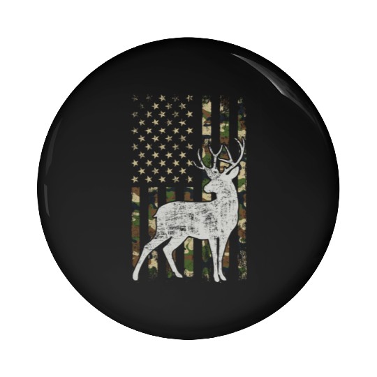 Whitetail Buck Deer Hunting American Camouflage Pin Buttons