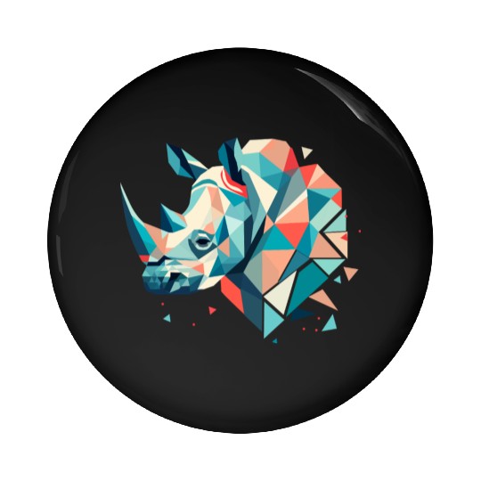 Abstract Rhinoceros - Geometric Strength Pin Buttons