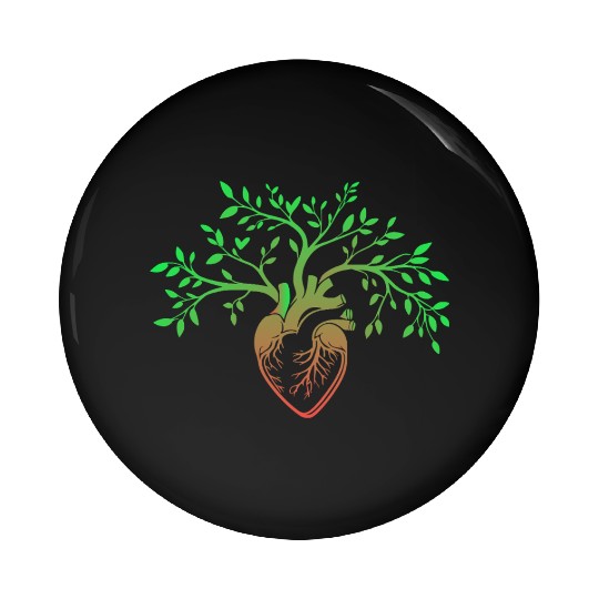 Nature-Inspired Anatomical Heart & Tree Design Pin Buttons