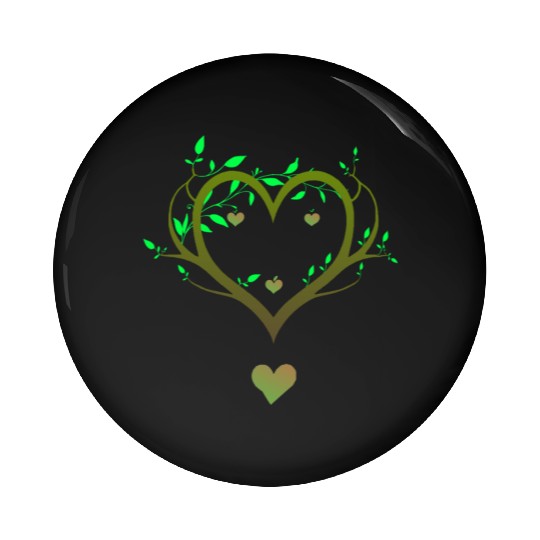 Nature Heart Tree | Green Love Botanical Art Pin Buttons