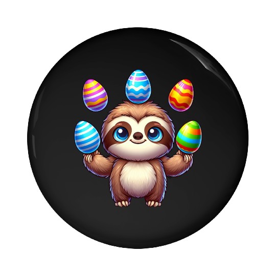 Easter Sloth Egg Juggler colorful eggs Pin Buttons